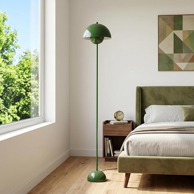 COSYLUX Modern Floor Lamp for Living Room, Industrial Tall Standing Lamp for Bedroom, Metal Shade Reflecting Light Reading Floor Lamp for Office, Nursery Room, Corner(Hunter Green)