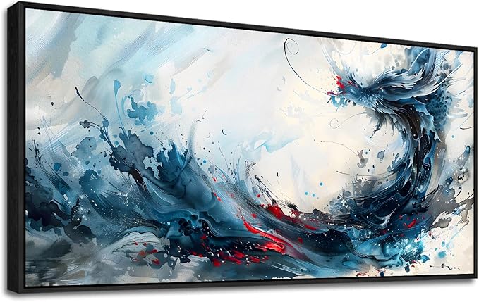 hyidecorart Canvas Prints Wall Art For Living Room Large Abstract Painting Artworks Wall Decor Bedroom Hang Pictures For Office Decoration Minimalism Watercolour Posters Black Framed Hotel Mural
