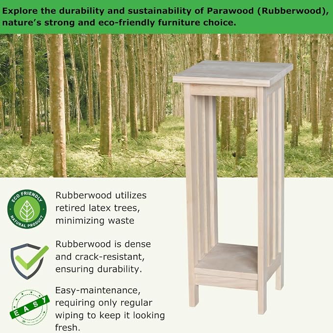 International Concepts Mission Plant Stand, 30-Inch High, Solid Parawood, Unfinished