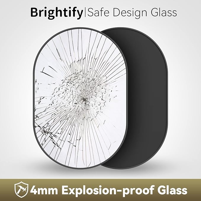 Brightify Black Oval Mirror for Bathroom Vanity 20x30 Inch, Matte Black Bathroom Mirrors for Wall Metal Frame, Wall Mounted Mirror for Bedroom Living Room Wall Decorative Hang Vertical and Horizontal