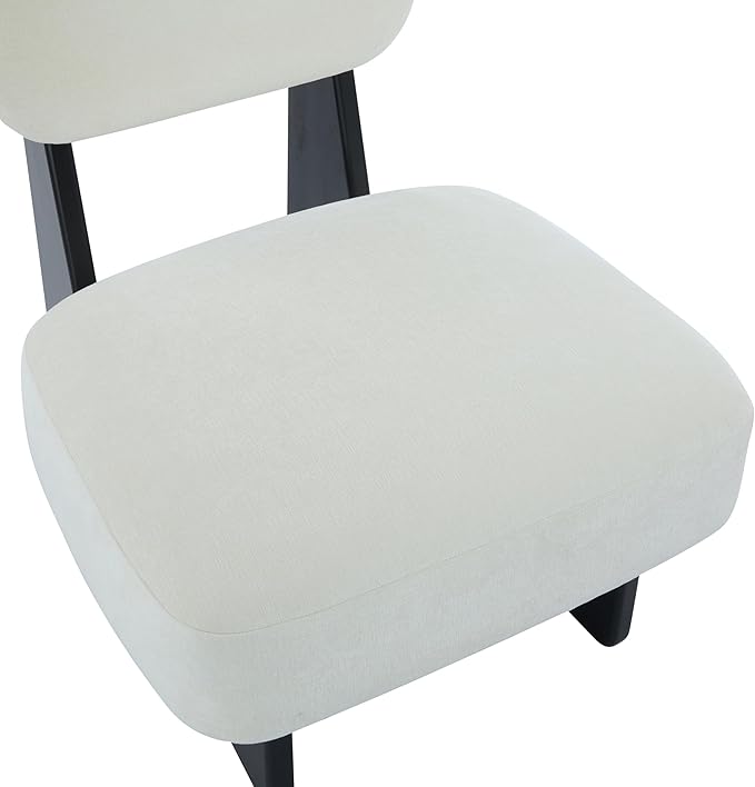 Accent Chairs Set of 2, Mid-Century Modern Chair with Polyester Upholstery, Wood Base with Walnut Finish, Minimalist and Stylish Accent Seating for Living Room, Bedroom, Balcony, Black