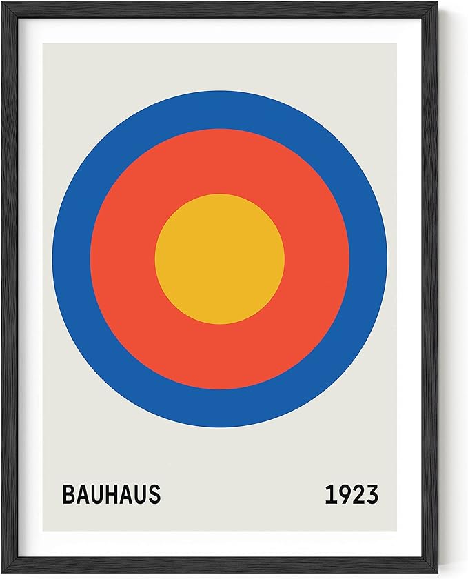 HAUS AND HUES Bauhaus Colorful Art Poster – Vintage Geometric Wall Decor, Blue Abstract Print for Living Room (Unframed, 12x16)
