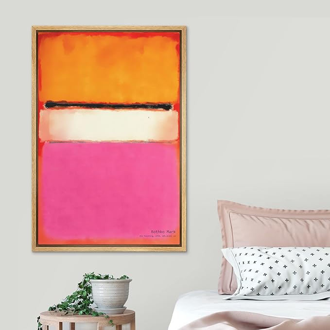 SIGNLEADER Framed Canvas Print Wall Art Vibrant Multicolor Retro Geometric Color Blocks Abstract Shapes Illustration Modern Art Decorative Nordic Zen for Living Room, Bedroom, Office - 24"x36" NATURAL