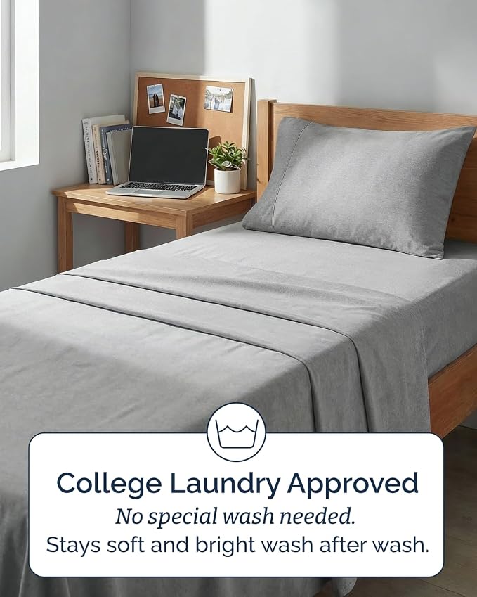 Twin XL Size 3 Piece Sheet Set - Comfy Breathable & Cooling Sheets - Hotel Luxury Bed Sheets for Women & Men - Deep Pockets, Easy-Fit, Soft & Wrinkle Free Sheets - Heathered Grey Oeko-Tex Bed Sheets
