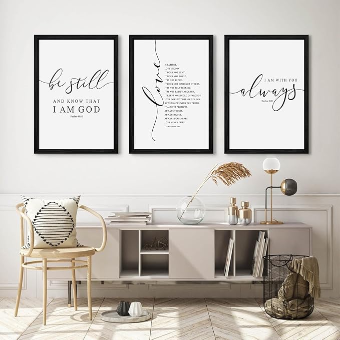 Tanmart Bible Verse Wall Art Decor Scripture Canvas Wall Art Christian Pictures Inspirational Artwork Scripture Bible Verse Posters Christian Paintings for Living Room Bedroom 12x16 Inch Black Framed