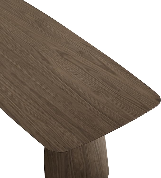 CHITA 71" Modern Dining Table for 6, Rectangle Wood Kitchen & Dining Room Table, Solid Rubberwood Frame, Bentwood Legs, Walnut Venner