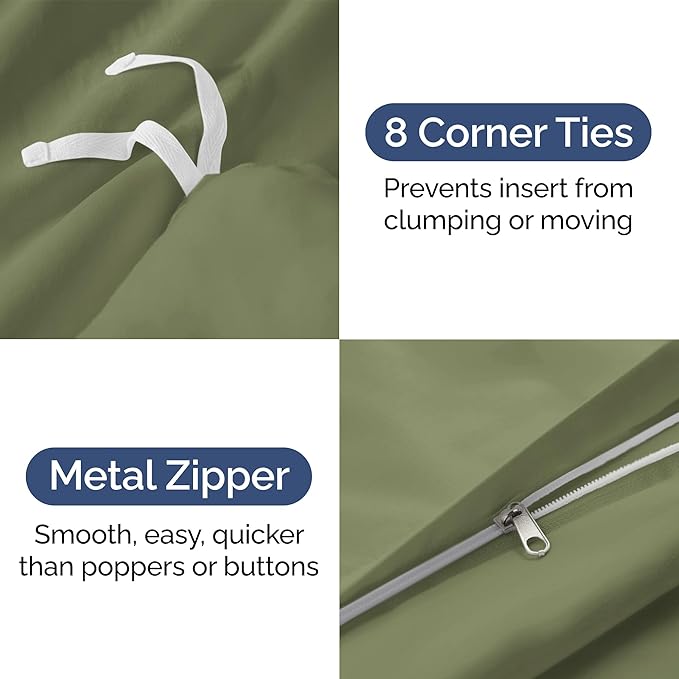 Duvet Cover Twin/Twin XL Size - Extra Soft Twin/Twin XL Size Duvet Cover - Breathable, Easy Care and Fade Free with Zipper Closures & Ties - 68" x 90" Inches - (Sage Green) Comforter Not Included