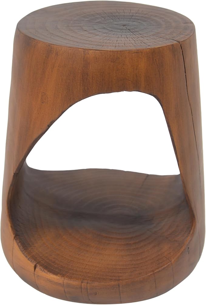 ø14.5'' Side Table End Table for Living Room, Modern Retro Farmhouse Countryside Style, Magnesium Oxide Material for Indoor & Outdoor, No Assembly, Wood Grain, Antique Brown