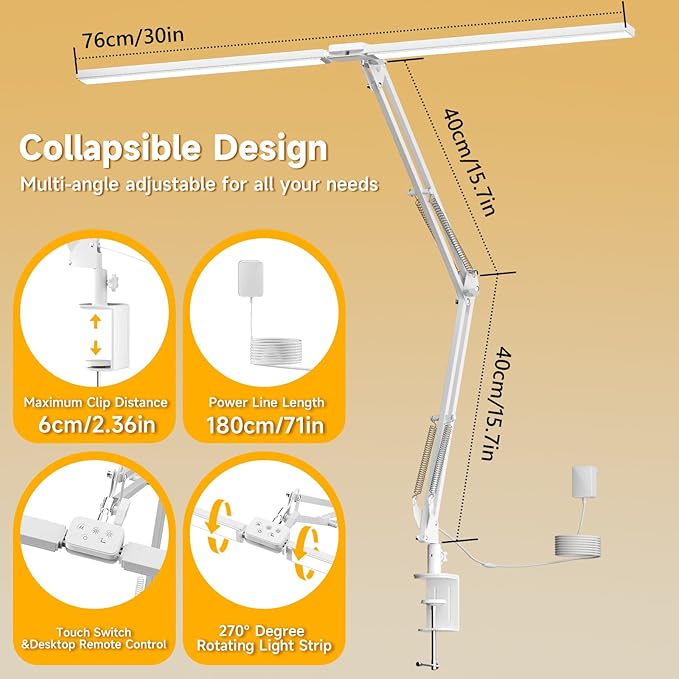 SKYLEO Desk Lamp - LED Desk Light - 5 Color Modes X 11 Brightness Levels, Timmer & Memory Function, Eye Caring, Easy Installation