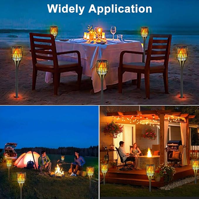 Solar Torch Light with Flickering Flame, Solar Lights Outdoor Garden Waterproof Dancing Flames Light, Flickering Flames Garden Light, Landscape Decoration Pathway Patio Lights 43",8P