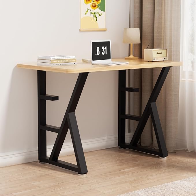 Table Legs 28”H x 20”W Heavy Duty Metal Furniture Legs K Shape for Dining Table Kitchen Table Office Desk Table Base Replacement with Adjustable Feet Pads Screws 1000 LBS Load Black Set of 2