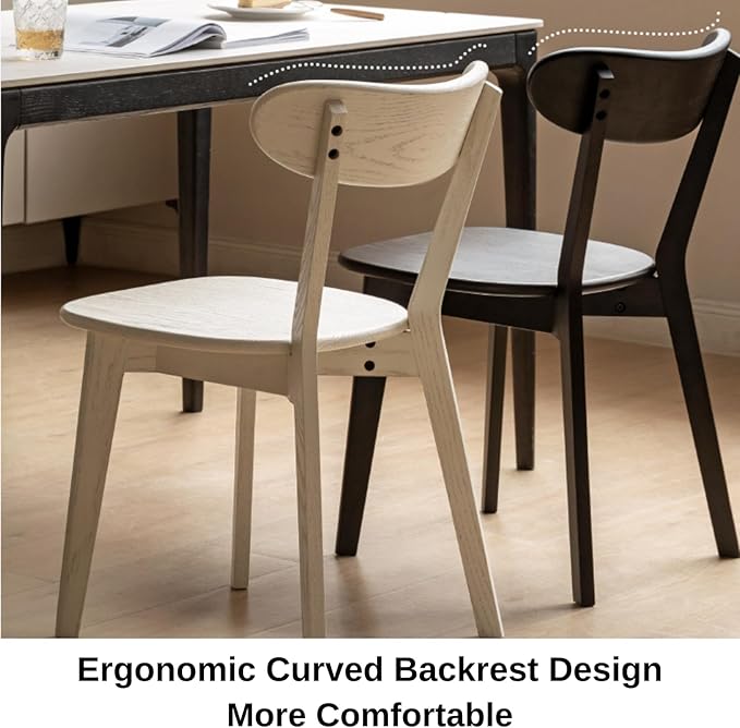 100% Solid Oak Wood Dining Room Chairs - Practical Kitchen Chairs - Wood Chair for Dining Room, Kitchen (4, Black)