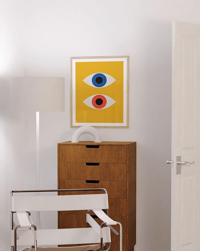 HAUS AND HUES Abstract Wall Art – Retro Geometric Prints, Bauhaus Style Evil Eye Artwork, Modern Contemporary Wall Decor (Unframed 16x20)