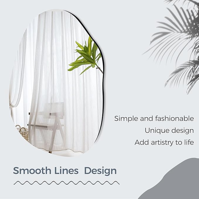 Irregular Bathroom Mirror 22''x30'', Asymmetrical Wall Mirrors with Tempered Glass for Bedroom Bathroom Living Room or Entryway