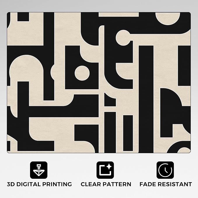 Mid Century Modern Rugs for Bedroom Decor, 5x6 ft, Geo MCM Area Rugs for Living Room, Soft Non Slip Washable Abstract Geometric Carpet Home Decorations Dt-Ghf-28