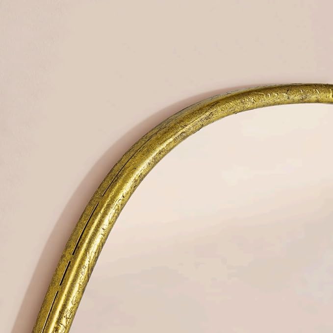 TEHOME Asymmetrical Irregular Shaped Antiqued Gold Foil Asymmetrical Accent Mirror Irregular Bathroom Wall Mirror