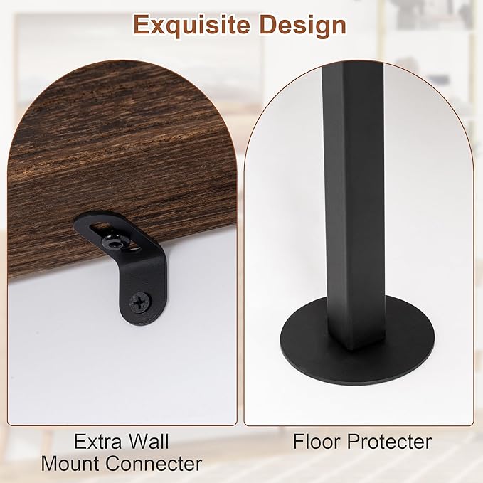 Acovy 5-Tier Bookshelf - Solid Wood Narrow Ladder Shelf Set of 2, Wall Mount Bookcase for Living Room, Bedroom - Industrial Style, Dark Brown