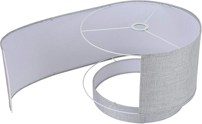 Major-Q 99-6938DS-GY Bedrooms Modern 81" Arc Tall Floor Living Room-Stand Up Arching Lamp with Grey Double Drum Style Shade and Marble Base, 6938xl-gy+rc