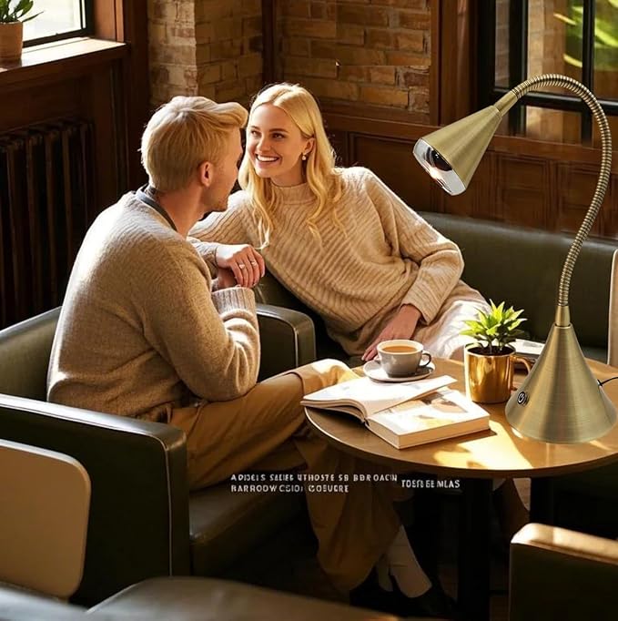 HomeFocus Table Lamp,Desk Lamp,Dimmable Night Light,LED Reading Lamp,Bedside Table Lamp,Eye-Caring Reading Light,LED Desk Lamp for Home Office,College Dorm,Reading,Metal,(Gold).