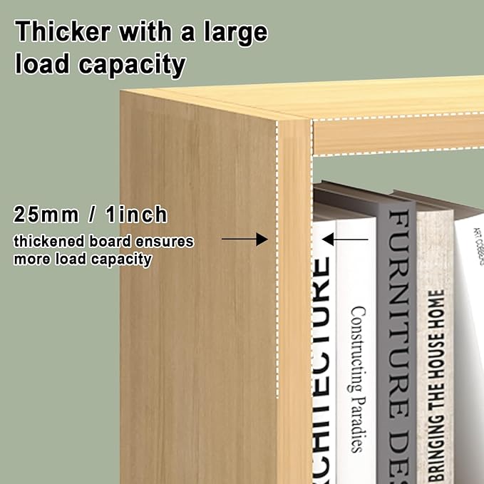 CTESNE【2026 Wooden Thick Frame 3 Cube Storage Organizer Shelf with Anti-Tipping Kits + Reversible Open Back Bookcase, Horizontal and Vertical Dual-use（Oak Color,11inch）