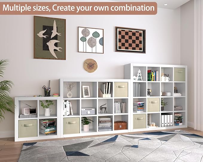 furtble 12-Cube Storage Organizer, Modern White Bookcase for Bedroom, Multifunctional Display Cube Bookshelf for Living Room, Bedroom, Home Office