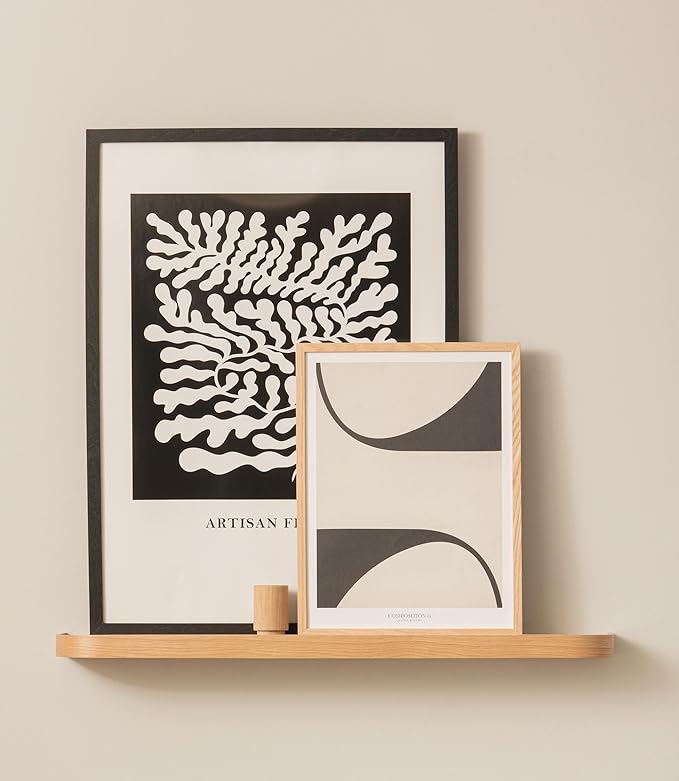 Kazai.® 31.5 inches Wall Shelf 'Toke' | Picture Ledge in Real Wood Veneer | Floating Wooden Shelf for Photos, Wall Decor, and Storage in Bathroom, Living Room, Kitchen, or Bedroom | Oak