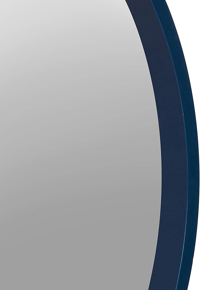 Kate and Laurel Travis Round Wood Wall Mirror, 21.6" Diameter, Navy Blue, Modern Wall Décor Accent