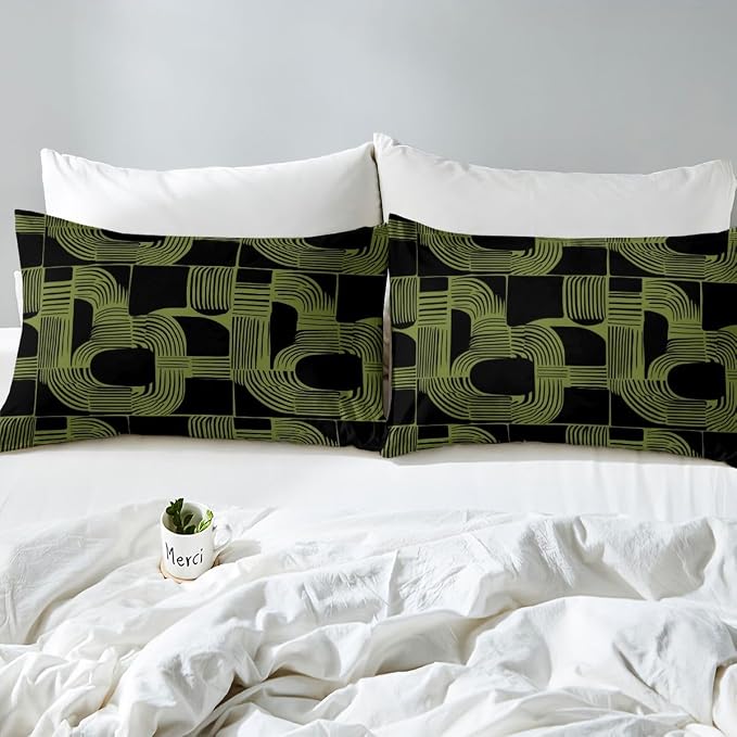 Erosebridal Bohemian Geometric Comforter Cover King Size Mid Century Abstract Kids Duvet Cover Boho Ethnic Bedding Set for Boys Teens Adult Bedroom Decor Modern Abstract Striped Bed Sets