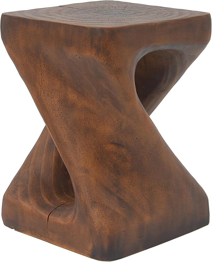 ø11.75'' Small Side Table End Table for Living Room, Modern Retro Farmhouse Countryside Style, Magnesium Oxide Material for Indoor & Outdoor, No Assembly, Wood Grain, Antique Brown