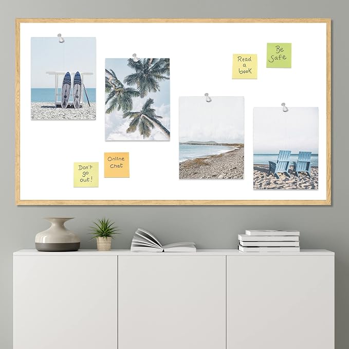 SIGNWIN Poster Bathroom Decor, Wall Art Room Decor Multicolor for Living Room, Bedroom, Office White Surfboard Tropical Palm Tree Beach Shore Nature Wilderness Realism Landscape Colorful - 12"x16"x4