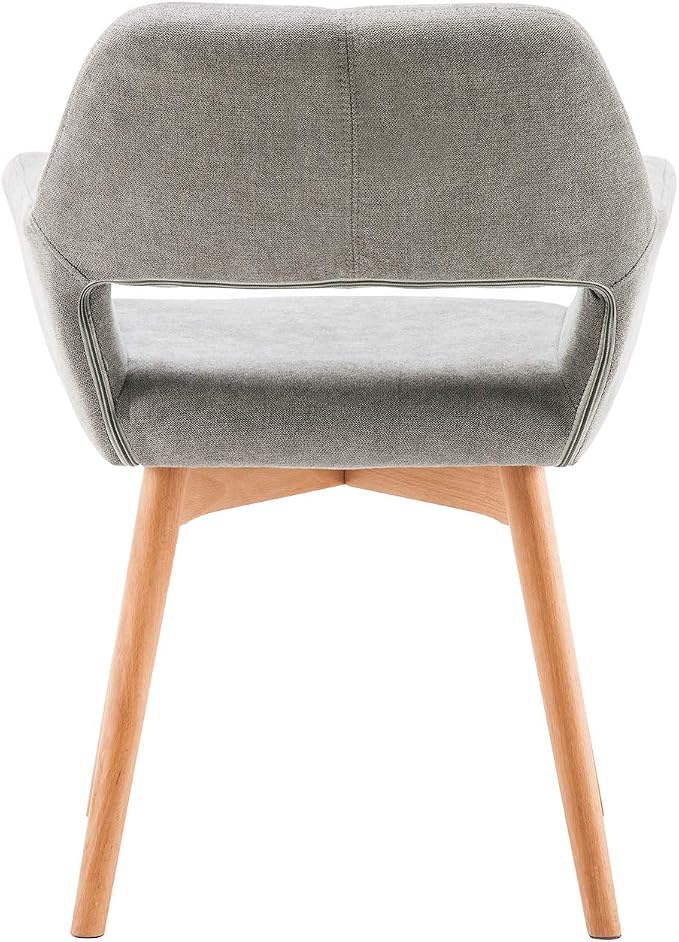 Desk Chair No Wheels Comfy Accent Chair for Living Dining Room Bedroom Vanity Chair Makeup Chair Home Office Mid Century Modern Upholstered Armchair Sofa (Gray, 1)