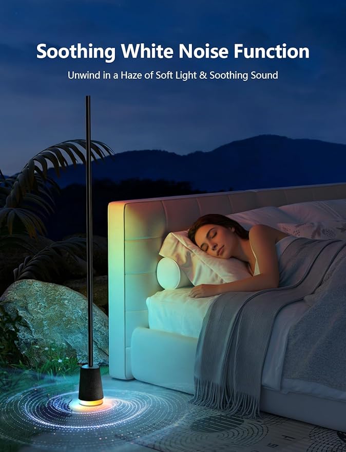 Floor Lamp, RGBICWW Led Floor Lamp with Bluetooth Speaker & White Noise, Coner Lamp Compatible with Alexa/Google Assistant, 12 White Noise Modes, Floor lamp for Bedroom, Living Room.