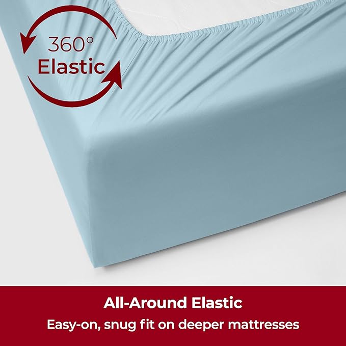 Mellanni Extra Deep Twin Sheets - 3 PC Iconic Collection Bedding - Hotel Luxury, Ultra Soft, Cooling Bed Sheets - Wrinkle, Fade, Stain Resistant (Twin, Aqua)
