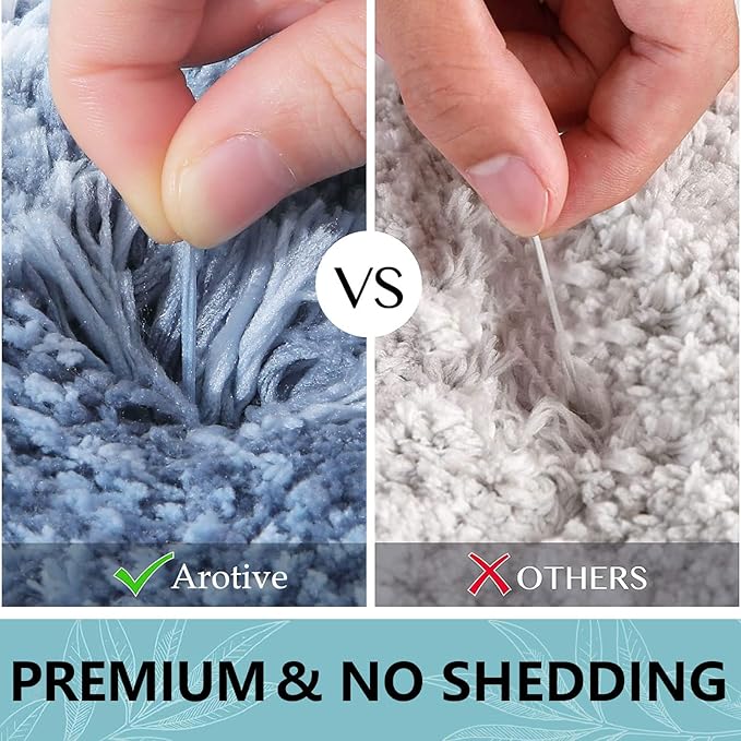Arotive Microfiber Bathroom Rugs, Shaggy Soft and Absorbent Bath Rug, Non-Slip, Thick Plush Machine Washable Dry Bath Mats for Bathroom, Tub and Shower, 24x16, Light Blue, Rectangular