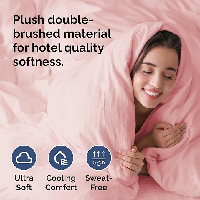 Duvet Cover Queen Size - Extra Soft Queen Size Duvet Cover - Lightweight & Breathable - Easy Care & Fade Free with Zipper Closures & Ties - 90" x 90" Inches - (Baby Pink) Comforter Not Included