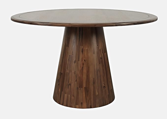 Jofran Nash Mid-Century Modern Round Pedestal Dining Table for Kitchen or Dining Room, Walnut, 30" Dining Height