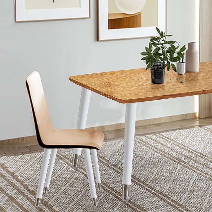 TEMI Table Legs 16 inch Wood Furniture Legs with Metal Edge for Coffee Table End Table Mid-Century Modern Style Tapered Round DIY Furniture Legs Accessories Included, White