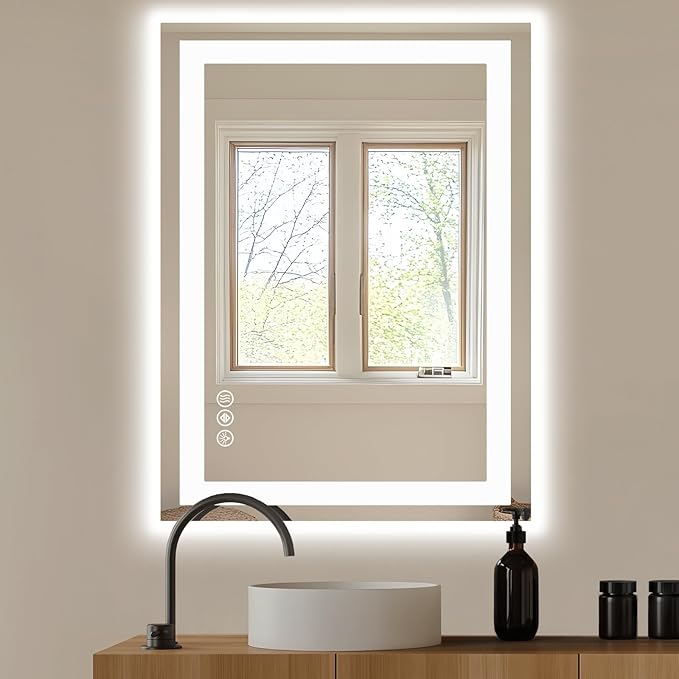 NEWBULIG Wall Mirror, Bathroom Mirror for Over Sink, Matte Metal Framed Vanity Mirror, Wall Decor for Bedroom, Tempered Glass