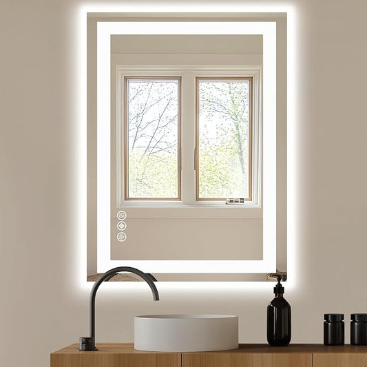 NEWBULIG Wall Mirror, Bathroom Mirror for Over Sink, Matte Metal Framed Vanity Mirror, Wall Decor for Bedroom, Tempered Glass