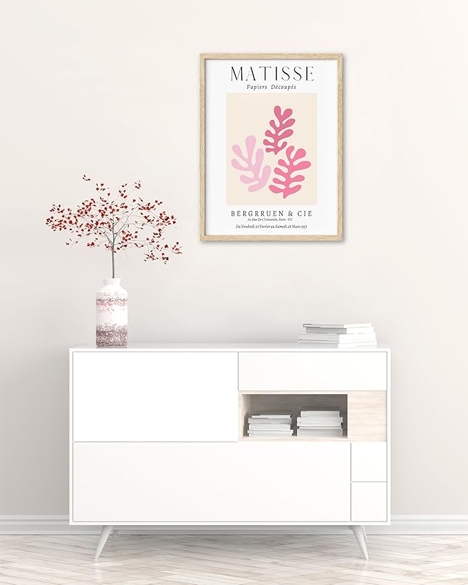 HesenDot Unframed Matisse Pink Wall Art,12x16in Canvas Prints Set of 3, Modern Abstract Wall Decor Posters,Minimalist Home Decoration for Living Room Bedroom Office, Unframed