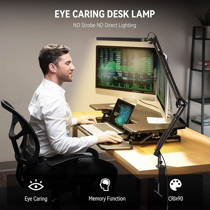SKYLEO Desk Lamp - LED Desk Light - 5 Color Modes X 11 Brightness Levels, Timmer & Memory Function, Eye Caring, Easy Installation