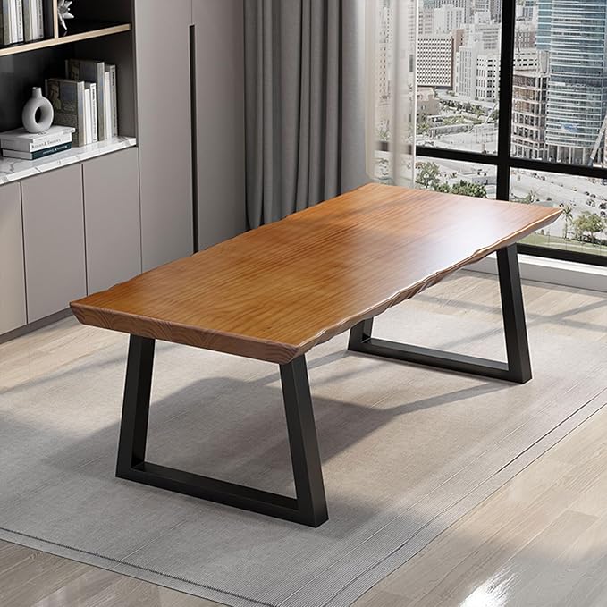 Modern Solid Wood Executive Desk – Spacious and Minimalist Home Office Workstation Perfect for Writing and Professional Use (Light Brown, 63in)