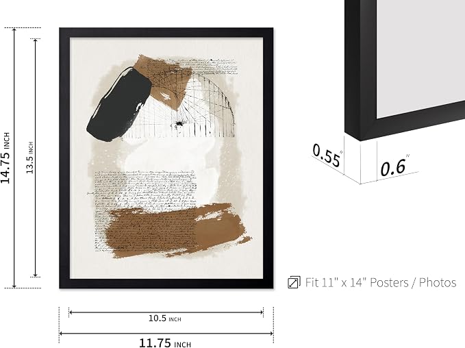 Poster Master Abstract Written Message Poster - Watercolor Print - Note Art - Chic Boho Design - Abstract Illustration - Great Bedroom or Living Room Decor - 11x14 Black Framed