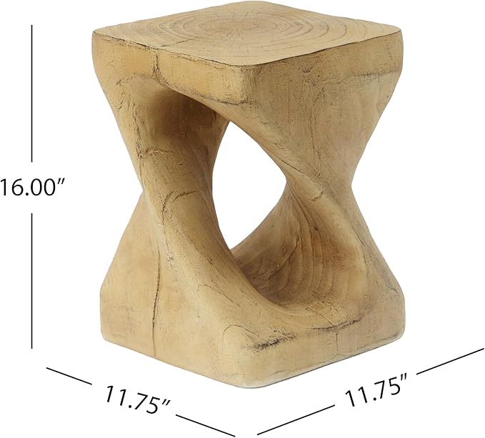 ø11.75'' Small Side Table End Table for Living Room, Modern Retro Farmhouse Countryside Style, Magnesium Oxide Material for Indoor & Outdoor, No Assembly, Wood Grain, Natural