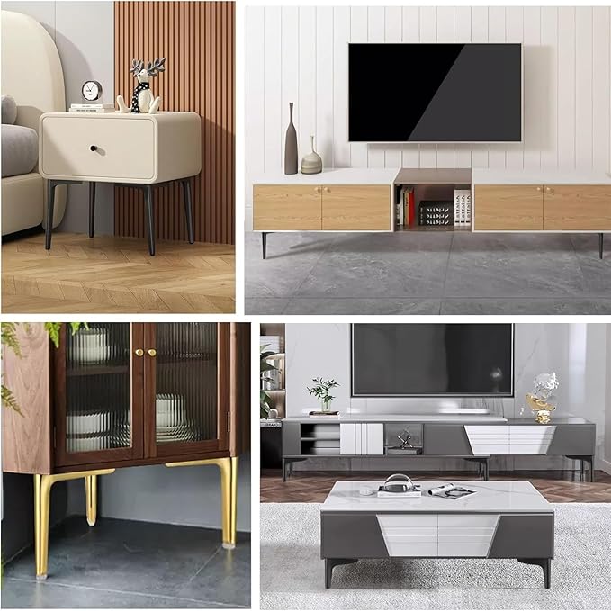 4 3/4 inch/12cm Matte Black Metal Furniture Legs Set of 8, DIY Replacement for Short Cabinet Legs, Sofa Legs, Small Dresser Legs