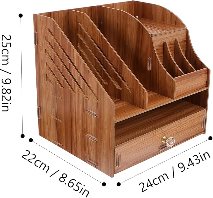 Hemoton Desk Organizer Wooden Tabletop Storage Organizer Desktop File Box Wood