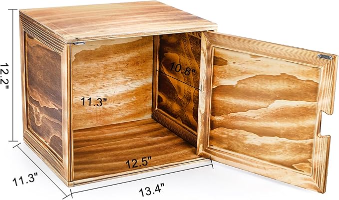 Fasmov Cube Storage Organizer, Wooden Cube Bookshelf, Stackable Connect Storage Cube Cubby Organizer with Door, Stackable Cubes Bin for Kitchen, Living Room, Bedroom, Home and Office