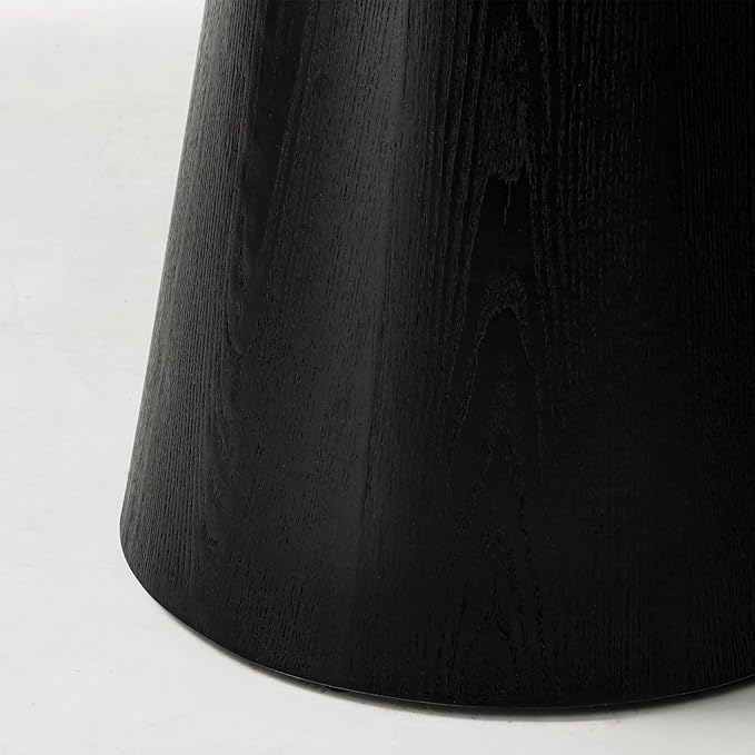 47" Round Pedestal Dining Table, Black Solid Wood Kitchen Table for 4, Rustic Farmhouse Round Table for Dining Room, Breakfast Nook