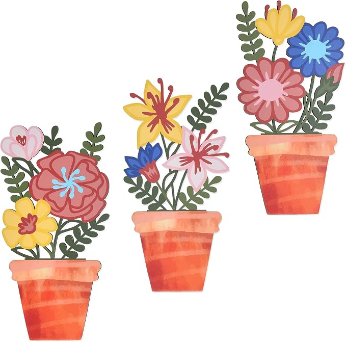 3D Wooden Floral Wall Decor Set of 3, Lightweight Wall Art Decor, Rustic Farmhouse Kitchen Wall Decor, Boho Botanical Wood Wall Art for Living Room, Bedroom, Office, Entryway (Flowers - 11.8 x 5.9 Inch)