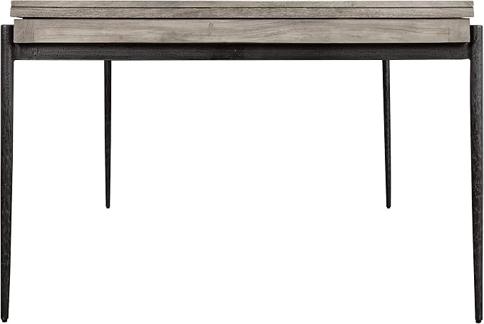 Hekman Furniture Rectangle Dining Table Gray Finish, Natural Mango Wood Spacious Workspace Top Extendable Design, Forged Iron Base & Frame Modern Dining Room Furniture Best for Home Decor